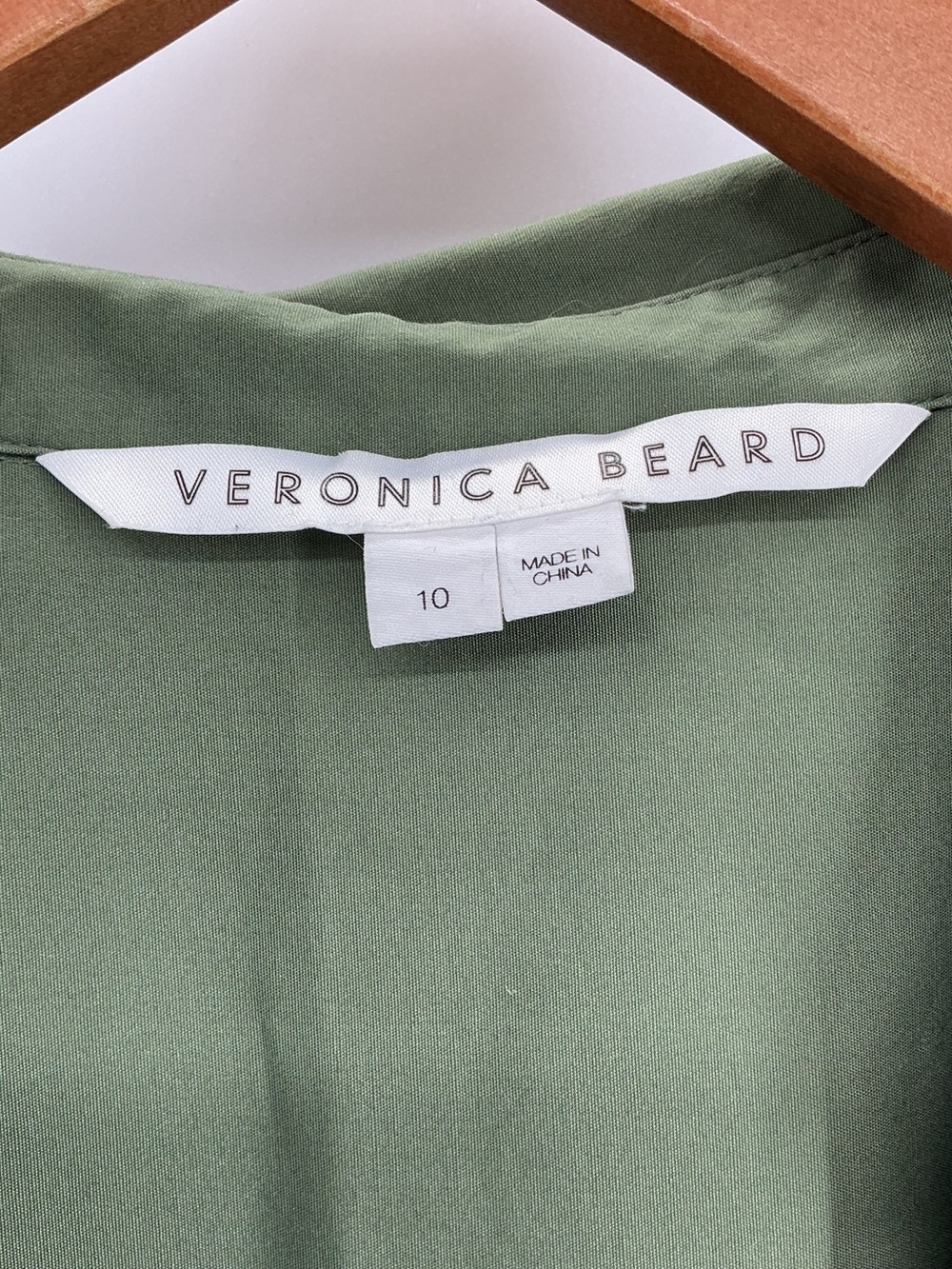 Veronica Beard Afton Wrap Dress Olive Green Ring Detail Midi Dress Size 10 - Picture 4 of 11